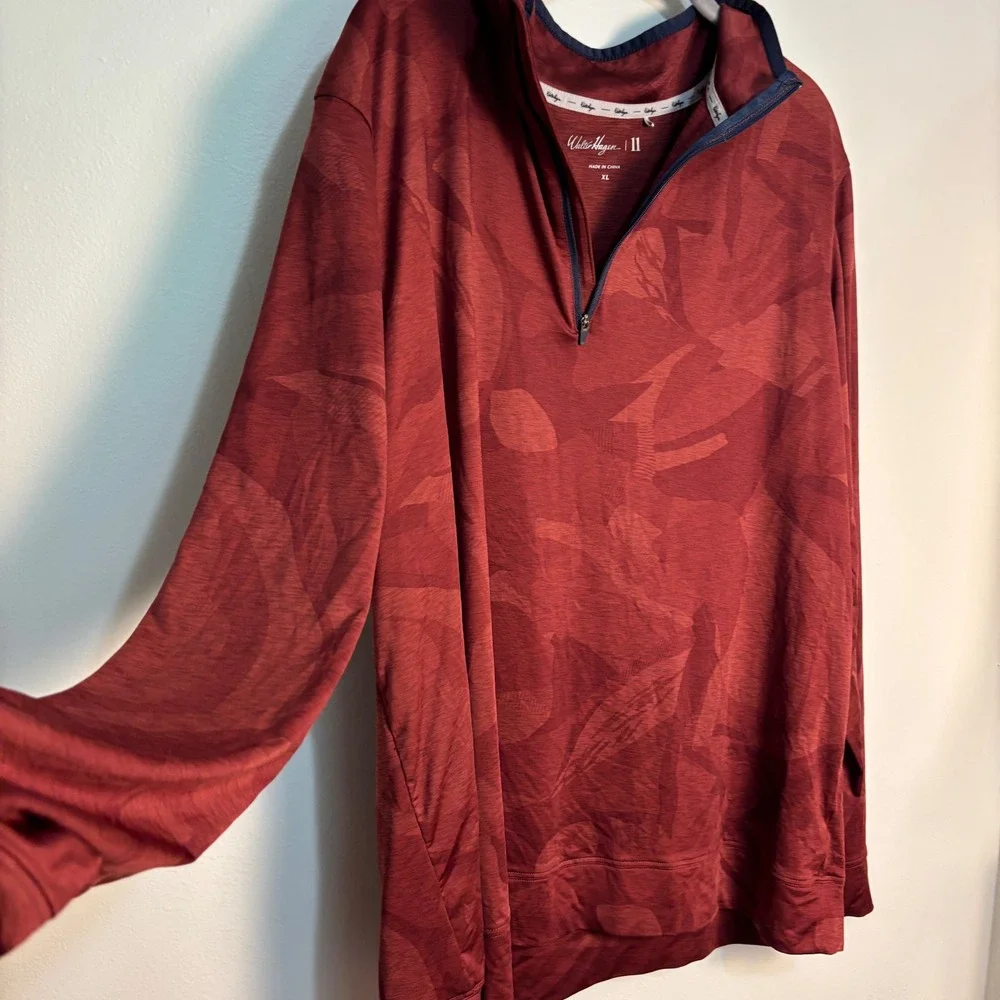 Walter Hagen Men's XL Golf Pullover Quarter Zip Floral Performance Soft Red